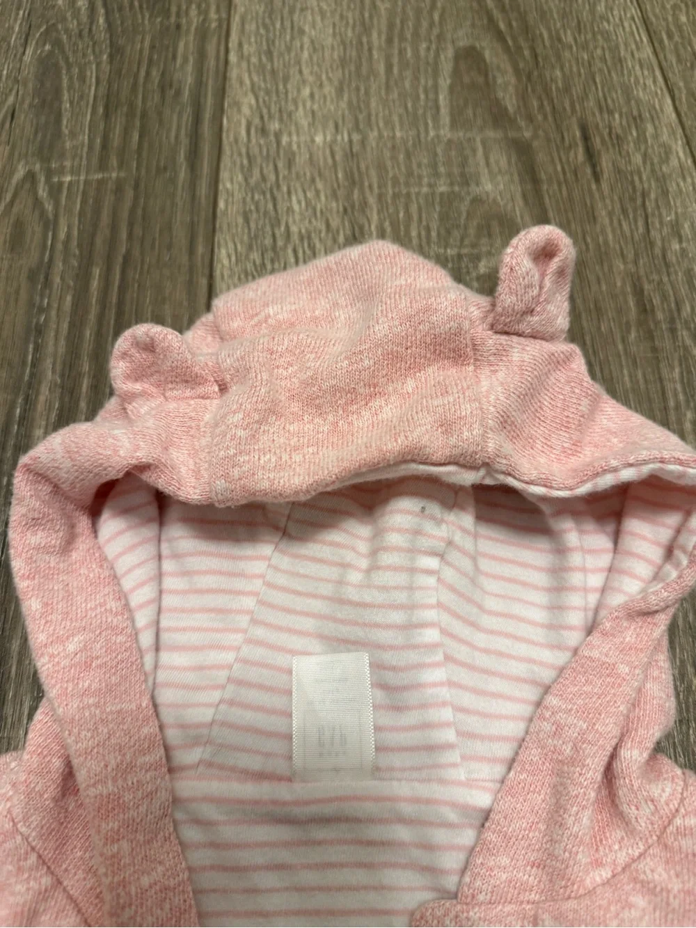 Baby GAP Reversible Hooded Cardigan Sweater Pink Bear Ears 12-18 Months Snap